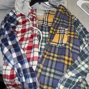 Colorful Plaid Flannel Shirt with Hood
